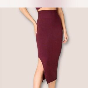 Fabletics Burgundy Midi Slit Skirt XS